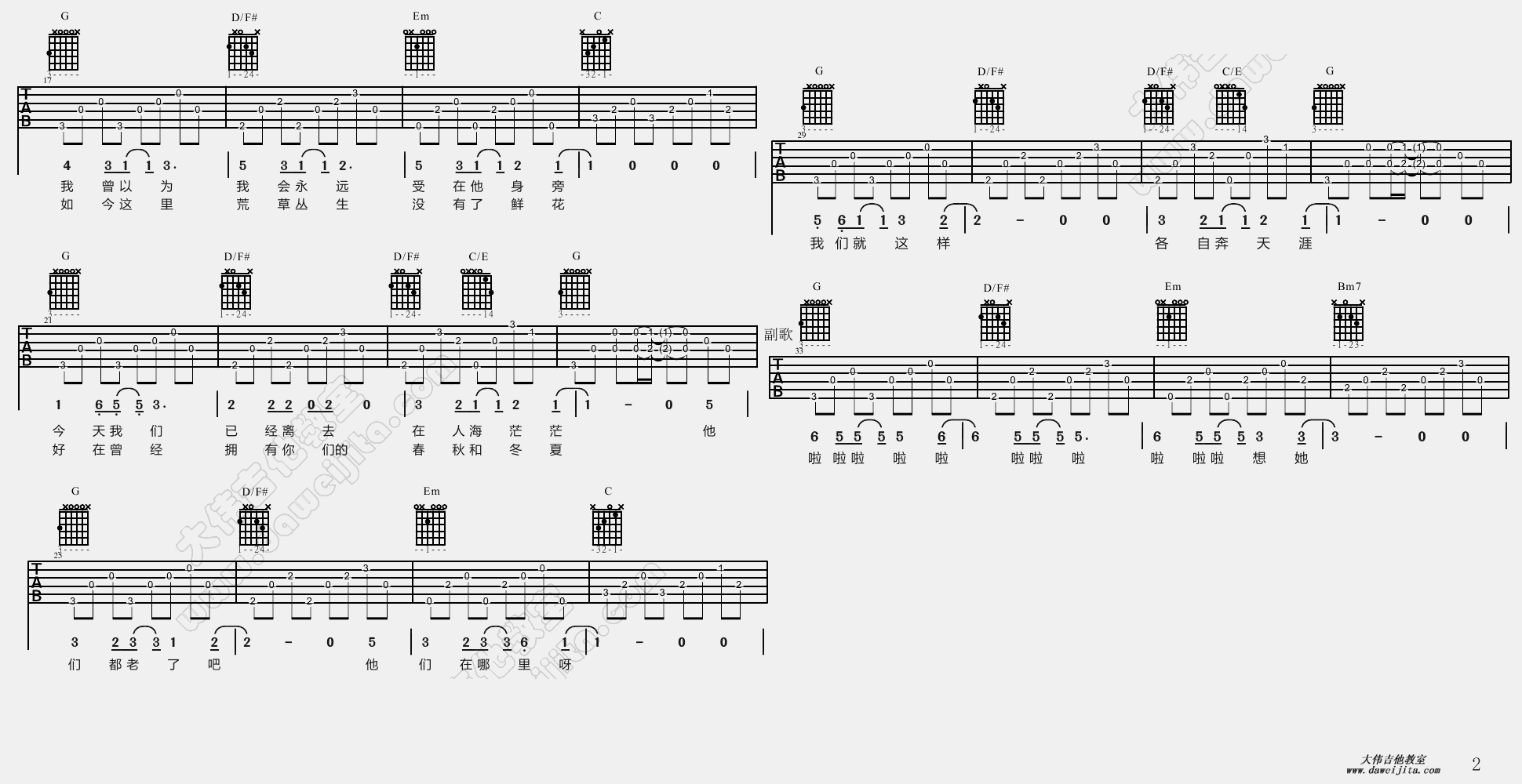 吉他那些花儿简谱_那些花儿简谱(2)