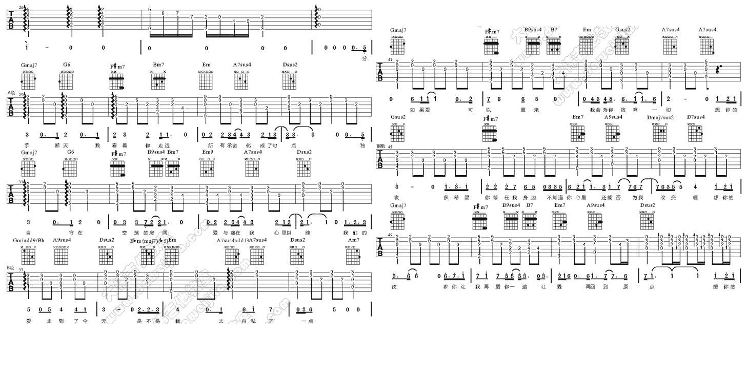 想你的夜关喆简谱_想你的夜关喆吉他谱