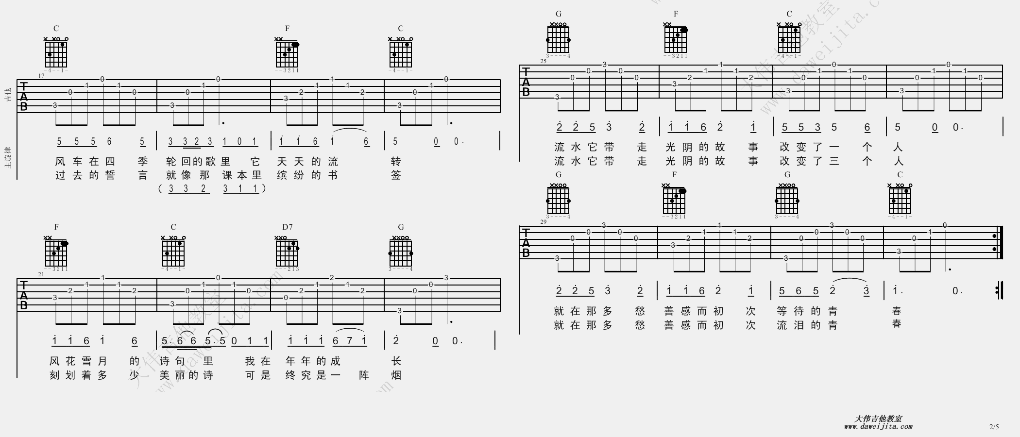 光阴的故事扫弦曲谱_光阴的故事曲谱(2)