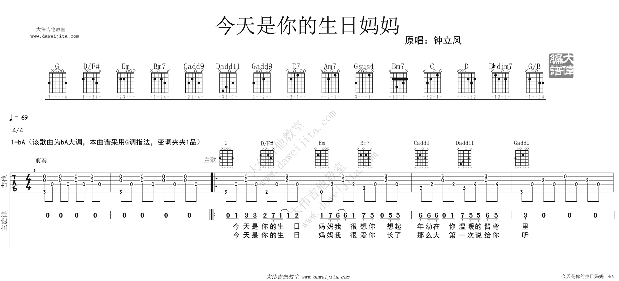 吉他生日快乐数字简谱_生日快乐歌吉他简谱(5)