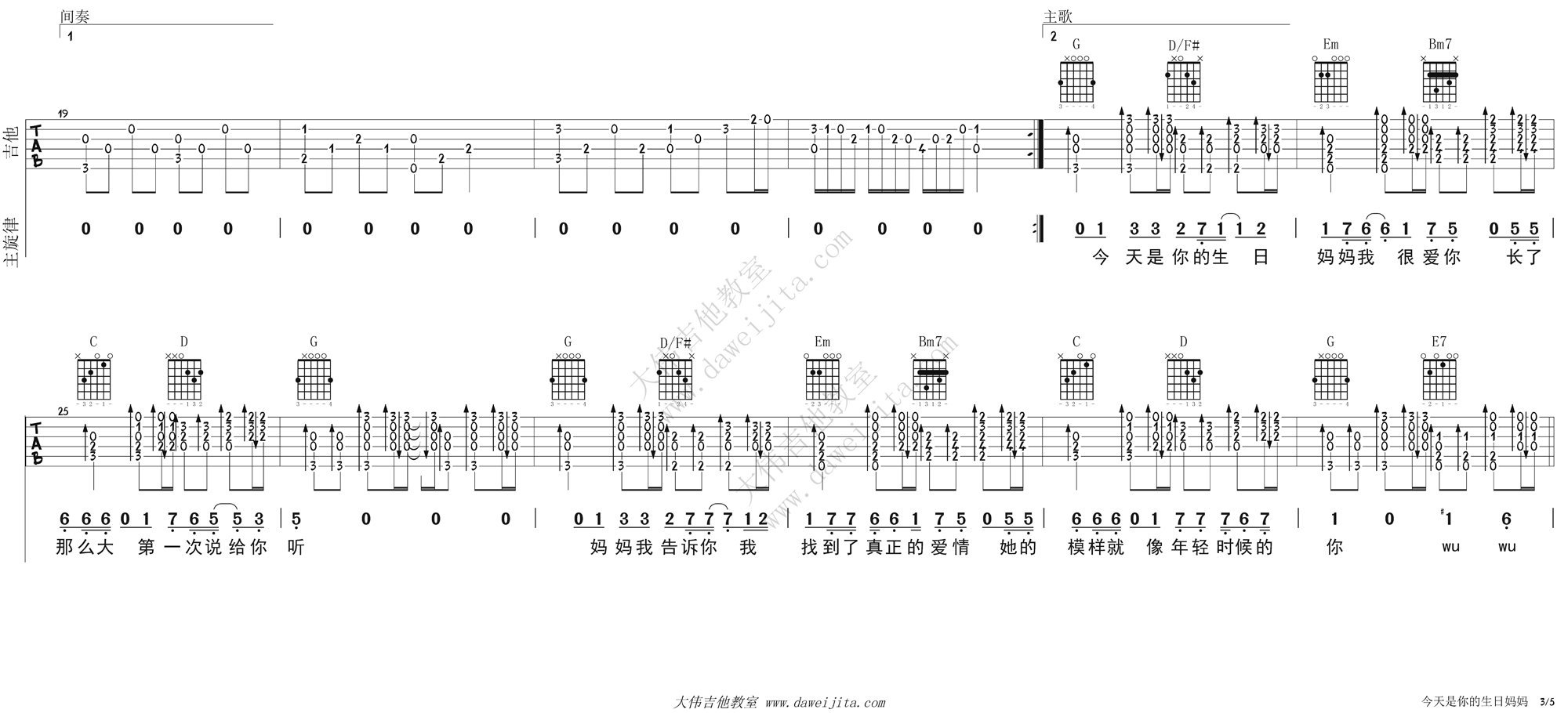 吉他生日快乐数字简谱_生日快乐歌吉他简谱(4)