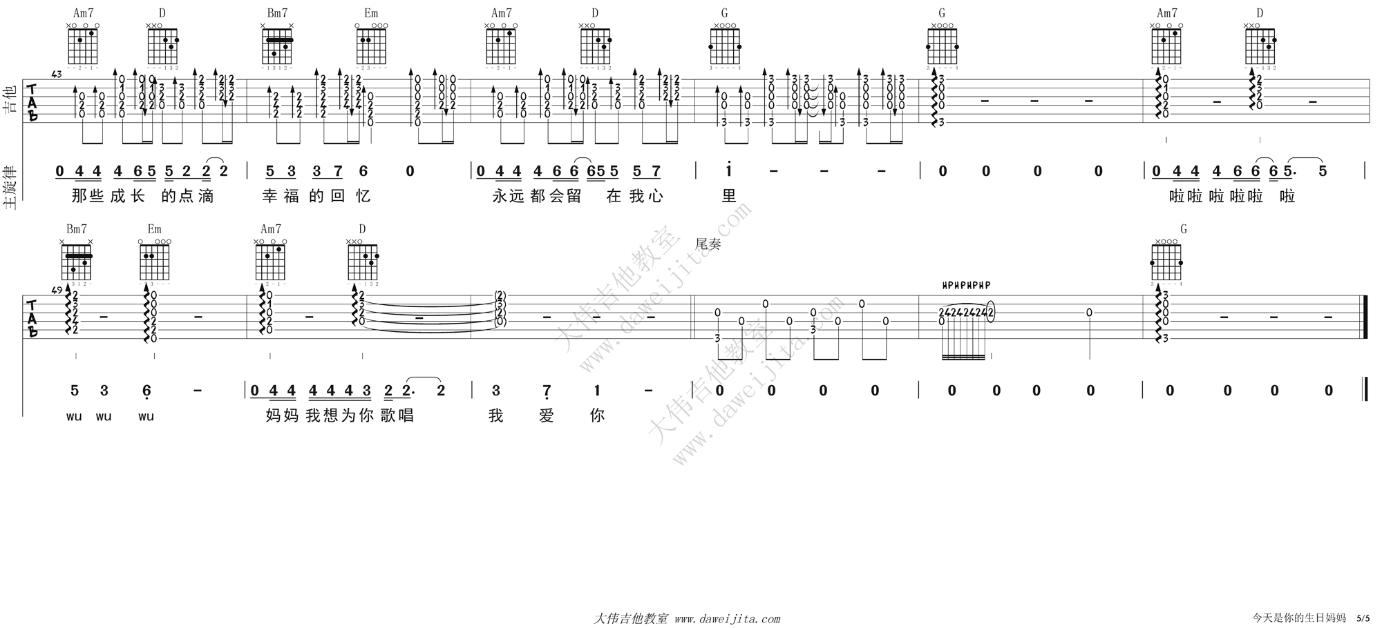 李健《今天是你的生日妈妈》吉他教学